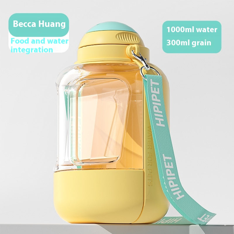 2 in 1 Dog Large Capacity Pets Out Drinking Pot Cat Water Dispenser Portable Water Cup Water and Food Integrated Bowl Pet Products