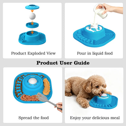 Pawlove Food Slow Feeder Bowl - Anti-Slip Ball-In Design, 3/4 Cup Capacity Neater Feeder for Liquid Treats, Bone Broth, Anxiety Relief Licking Bowl, Dishwasher Safe, Post-Op Feeding Toy for All Dog Breeds | Pet Supplies